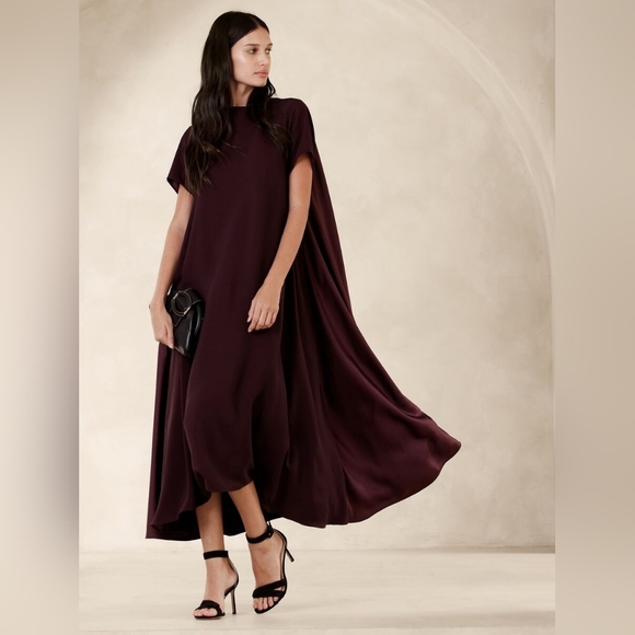 Banana Republic Aurelia Crepe & Satin Maxi Dress Green - Picture 3 of 7